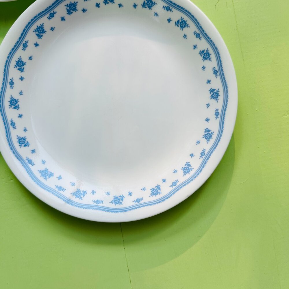 Vintage Corelle Salad Plates Set, Morning Blue Corelle, Vintage Dishes Plates - Picture 3 of 7